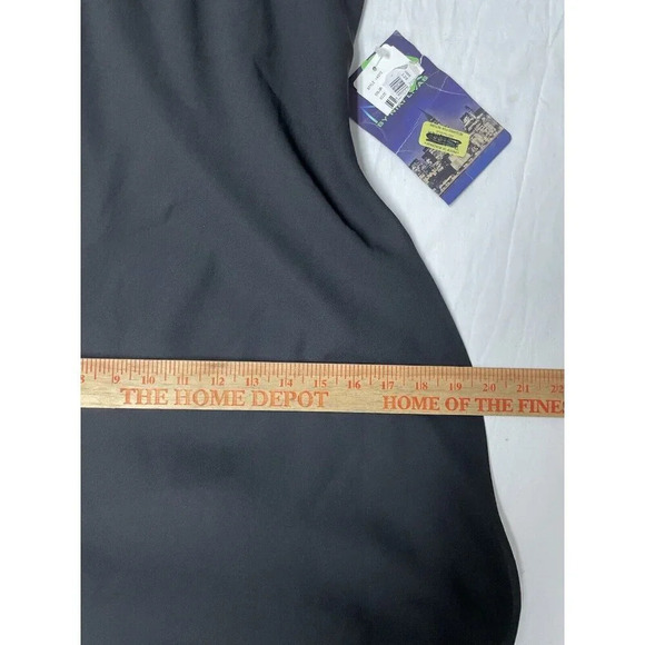 Niki Livas Evening Dress 10 Beaded Black 90s Style Handkerchief Hem Draped Neck - Picture 13 of 14